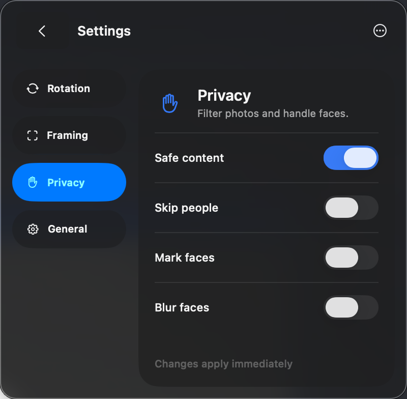 FluxPaper’s Privacy preferences with the optional Skip people switch